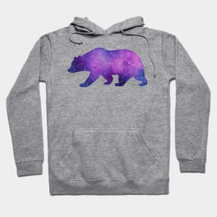 Grizzly Bear Spirit Animal Galaxy Silhouette with Stars Hoodie